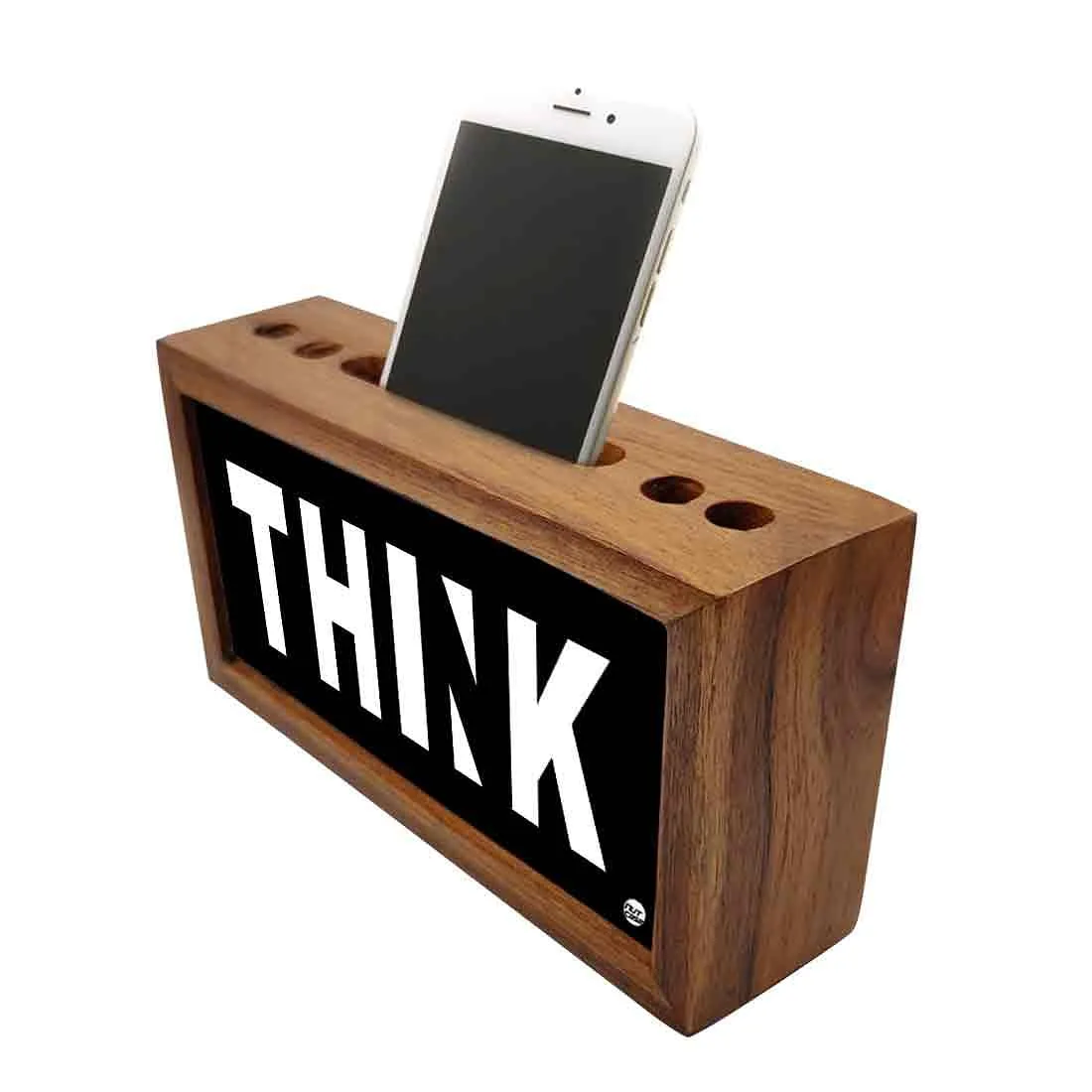 Wooden desk organizer Pen Mobile Stand - Think